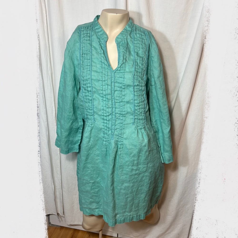 J. Jill large light turquoise mint green linen tunic top dress